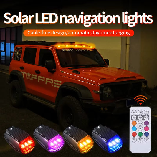 Solar-Powered RGB LED Strobe Warning Lights for Aircraft, Helicopters, Cars, and Motorcycles