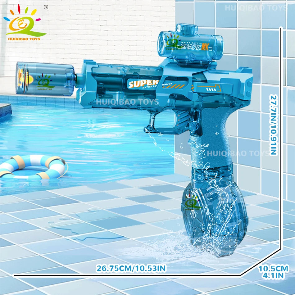 Unleash Summer Fun with the HUIQIBAO Fully Automatic Electric Pulse Water Gun - The Ultimate Beach Toy for Adults with Simulated Flame Effects!