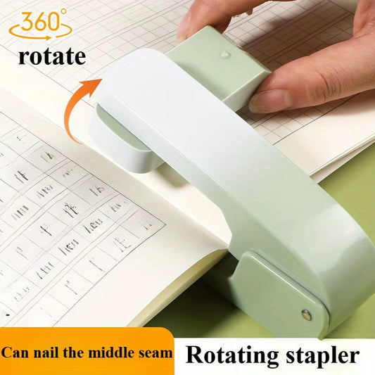 Heavy-Duty 360-Degree Rotatable Stapler with Adjustable Multi-Angle Book Binding for Office, School, and Home Use - High Capacity