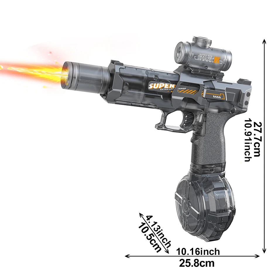 Unleash Summer Fun with the HUIQIBAO Fully Automatic Electric Pulse Water Gun - The Ultimate Beach Toy for Adults with Simulated Flame Effects!