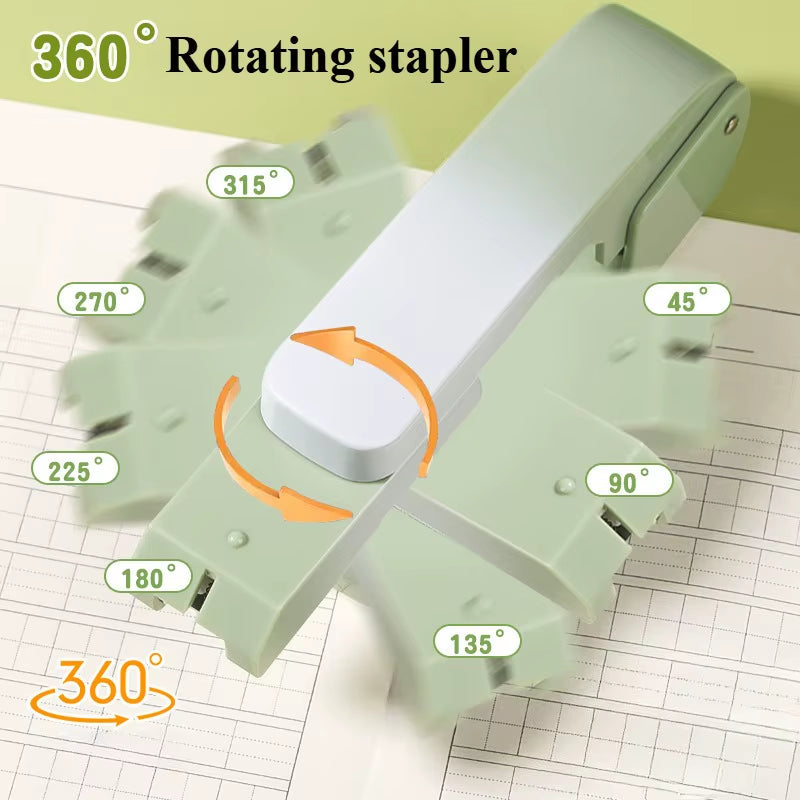 Heavy-Duty 360-Degree Rotatable Stapler with Adjustable Multi-Angle Book Binding for Office, School, and Home Use - High Capacity