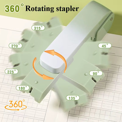 Heavy-Duty 360-Degree Rotatable Stapler with Adjustable Multi-Angle Book Binding for Office, School, and Home Use - High Capacity
