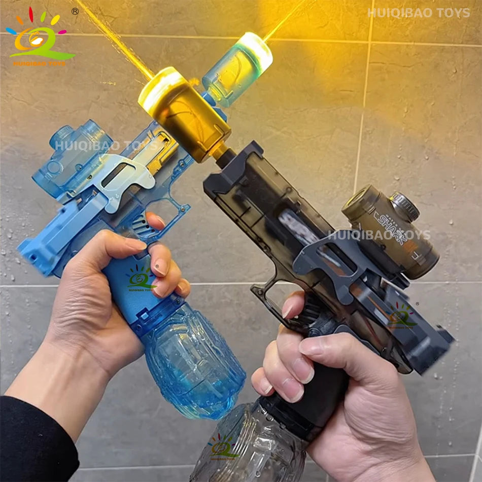 Unleash Summer Fun with the HUIQIBAO Fully Automatic Electric Pulse Water Gun - The Ultimate Beach Toy for Adults with Simulated Flame Effects!