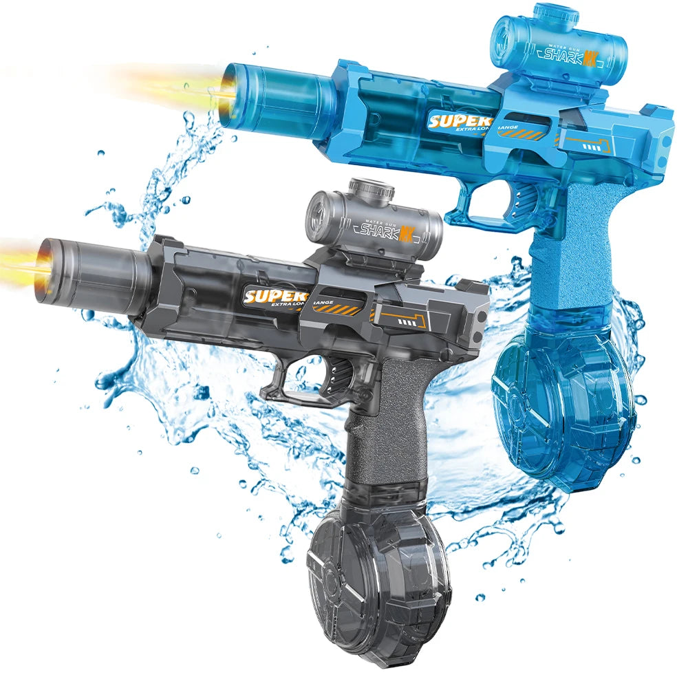 Unleash Summer Fun with the HUIQIBAO Fully Automatic Electric Pulse Water Gun - The Ultimate Beach Toy for Adults with Simulated Flame Effects!