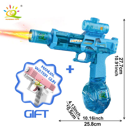 Unleash Summer Fun with the HUIQIBAO Fully Automatic Electric Pulse Water Gun - The Ultimate Beach Toy for Adults with Simulated Flame Effects!
