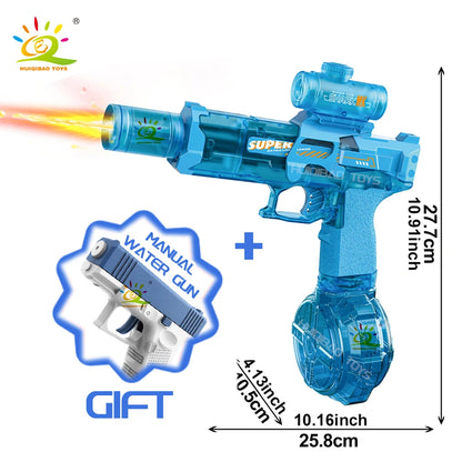 Unleash Summer Fun with the HUIQIBAO Fully Automatic Electric Pulse Water Gun - The Ultimate Beach Toy for Adults with Simulated Flame Effects!